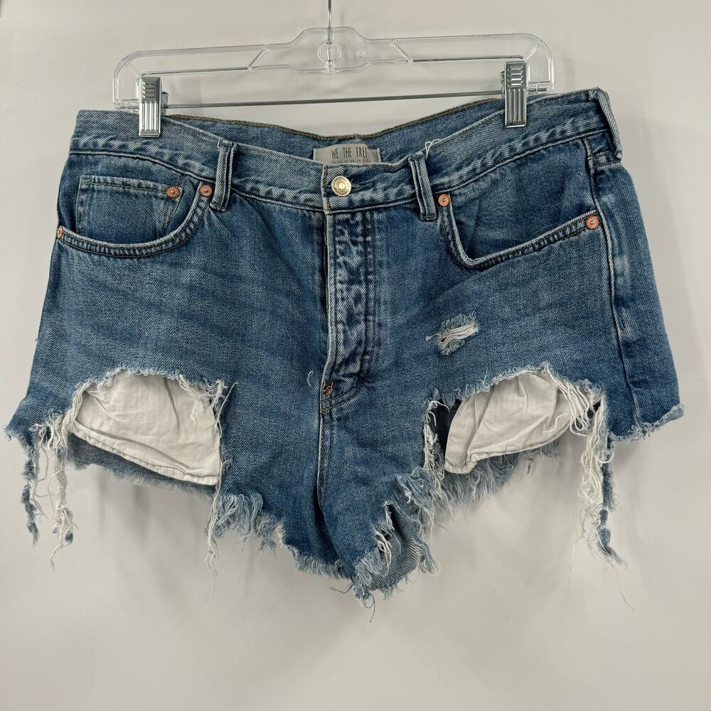 We the Free Distressed Highwaisted button fly Shorts